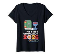 Mujer My First Communion 2026 New Level Achieved Comunión Camiseta Cuello V