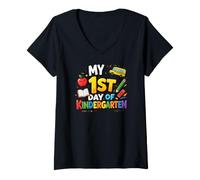 Mujer My First Day of Kindergarten tee, 1st Day of School Boy Kid Camiseta Cuello V