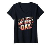 Mujer My First Mother's Day Camiseta gráfica para mujer Día de la Madre Camiseta Cuello V