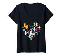 Mujer My First Mothers Day For New Mom Women First Mother's Day Camiseta Cuello V
