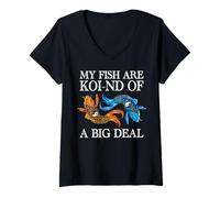 Mujer My Fish Are Koi-nd of A Big Deal Divertido Koi Keeper Camiseta Cuello V