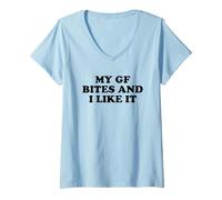 Mujer My Girlfriend Bites and I Like It Camiseta Cuello V