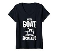Mujer My Goat Is My Social Life Camiseta Cuello V
