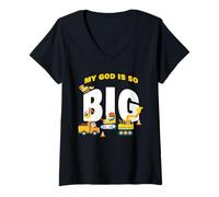 Mujer My God is So Big - Construction Kids Christian Faith Animals Camiseta Cuello V