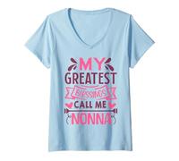 Mujer My Greatest Blessings Call Me Nonna Grandma Camiseta Cuello V