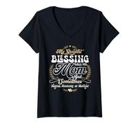 Mujer My Greatest Call Me Mom Mama Mamá Madre Divertido Día de la Madre Camiseta Cuello V