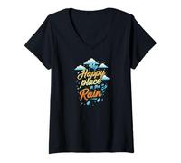 Mujer My Happy Place is the Rain - Rainy Day Lover Camiseta Cuello V