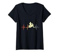 Mujer My Heart Beats for Snowbiking Frecuencia Cardíaca Snowbiker Camiseta Cuello V