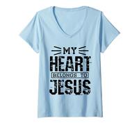 Mujer My Heart Belongs To Jesus Camiseta Cuello V