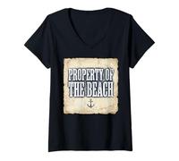Mujer My Heart Belongs to The Ocean Anchor Graphic Camiseta Cuello V