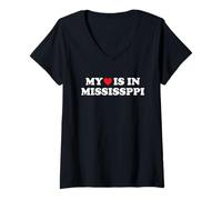 Mujer My Heart IS IN MISSIPPI Cute American State Camiseta Cuello V
