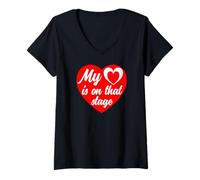 Mujer My Heart Is On That Stage Big Red Heart Ballet Día de la Madre Camiseta Cuello V