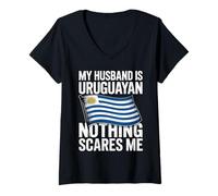 Mujer My Husband Is Uruguayan Nothing Scares Me Camiseta Cuello V