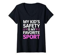Mujer MY Kid's Safety IS MY Favorite Sport Camiseta Cuello V