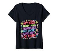 Mujer My Kids Think I Have Faves I Just Don't Like Them - Camiseta Cuello V