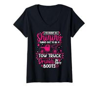 Mujer My Knight In Shining Funny Remolque Conductor Esposa Chicas Mujeres Camiseta Cuello V
