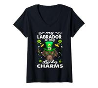 Mujer My Labrador Retriever Is My Lucky Charm Dog St Patricks Day Camiseta Cuello V
