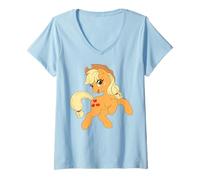 Mujer My Little Pony: Friendship Is Magic Happy Applejack Pose Camiseta Cuello V