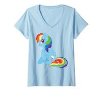 Mujer My Little Pony: Friendship Is Magic Rainbow Dash Sitting Camiseta Cuello V