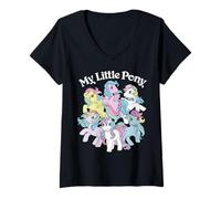 Mujer My Little Pony Group Shot of Six Ponies Classic Vintage Camiseta Cuello V