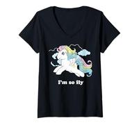 Mujer My Little Pony I'm So Fly Rainbow Mane Ponie Flys In Clouds Camiseta Cuello V