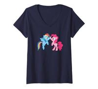 Mujer My Little Pony Pinkie Pie y Rainbow Dash High Five Camiseta Cuello V