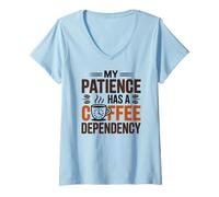 Mujer MY MOM HAS A Coffee Dependency Camiseta Cuello V
