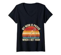 Mujer My Mom Is Proud When I Get High Pole Vault Track |-- Camiseta Cuello V