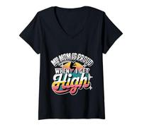 Mujer My Mom Is Proud When I Get High Pole Vault Track --- Camiseta Cuello V