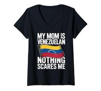 Mujer My Mom Is Venezuelan Nothing Scares Me Camiseta Cuello V