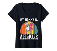 Mujer My Mommy Is a Fighter Breast Cancer Awareness Support Gifts Camiseta Cuello V
