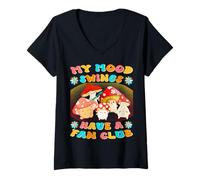 Mujer My Mood Swings Have A Fan Club Lindo diseño de Hongos Camiseta Cuello V