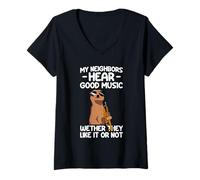Mujer My Neighbors Hear Good Music Trompeta Trompeta Camiseta Cuello V