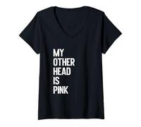 Mujer My Other Head Is Pink Funny Adult Humor Camiseta Cuello V