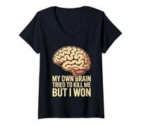 Mujer My Own Brain Tried To Kill Me But I Won Stroke Health - Camiseta Cuello V