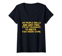 Mujer My People Skills Are Fine Humor Sarcástico Divertido Dicho Camiseta Cuello V
