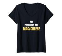 Mujer My Pronouns Are Mac Cheese Funny Food Humor Tees and More Camiseta Cuello V