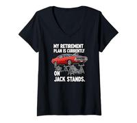 Mujer My Retirement Plan Is On Jack Stands Muscle Car Camiseta Cuello V