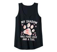 Mujer My Shadow Has Four Legs Floral Paw Cita Perro Gato Amantes Camiseta sin Mangas