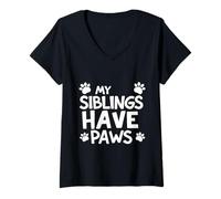Mujer My Siblings Have Paws Camiseta Cuello V