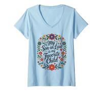Mujer My Son-in-Law Is My Favourite Child Humor Familiar Floral Camiseta Cuello V