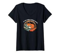 Mujer My Spirit Animal is Napping Sleeping Fox Camiseta Cuello V