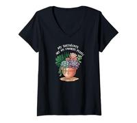 Mujer My Succulents Are My Favorite People Funny Plant Lover Camiseta Cuello V