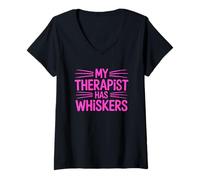 Mujer My Therapist Has Whiskers Camiseta Cuello V