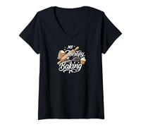 Mujer My Therapy Is Baking Funny Baker Design Camiseta Cuello V