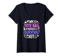 Mujer MY Tote Bag IS Basically A Survival Kit Camiseta Cuello V