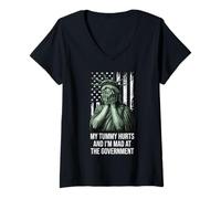 Mujer My Tummy Hurts and I'm at the Government Protest Resist Flag Camiseta Cuello V
