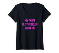 Mujer My Wife is Stronger Than Me Funny Muscle Woman Tees Camiseta Cuello V