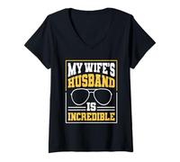 Mujer My Wife’s Husband Is Incredible Funny Marriage Gift Camiseta Cuello V