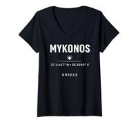 Mujer Mykonos Grecia Coordina el diseño de Viajes mediterráneos Camiseta Cuello V